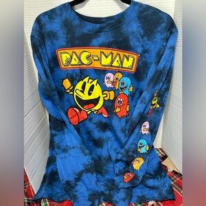 Pac-Man Graphic Tie-Dye Long Sleeve Shirt Size Medium
